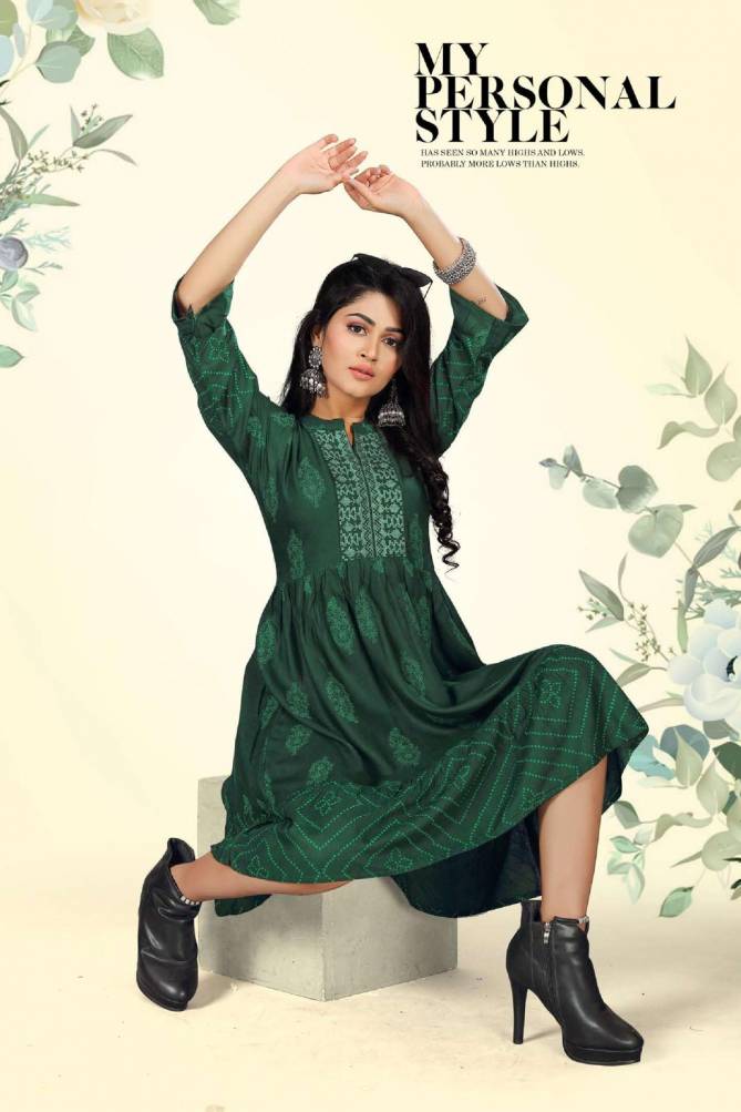 Beauty Queen Vihana 1 New Fancy Wear Shorty Rayon Printed Kurti Collection